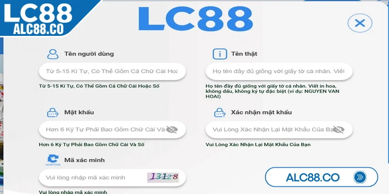 Đăng ký LC88 đơn giản diễn ra nhanh chóng, bảo mật tuyệt đối