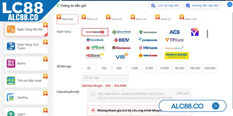 Nạp tiền LC88 được đánh giá cao nhờ vào tính tiện lợi và an toàn